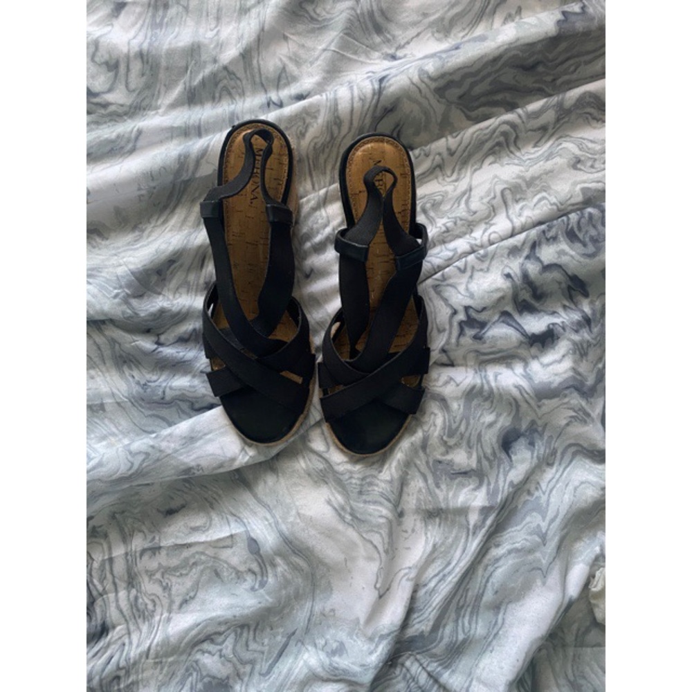 Black and Tan Payless Wedges